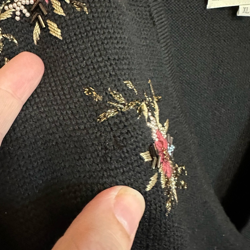 Vintage Susan Bristol 100% Wool Women's Vest Size XL Floral Beaded Embroidery - Picture 5 of 5